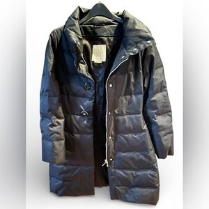 Kate Spade Elegant Jewel Button Black Puffer Coat w/Bow on Back (Like New)